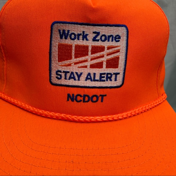 Work Zone Orange Stay Alert NCDOT Trucker Hat Cap - Picture 5 of 9